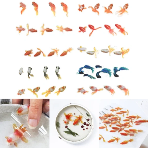 Craft Affaire 3D Gold Fish Stickers - Pack of 10 Sticker Sheets