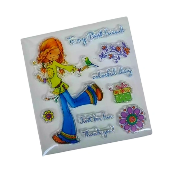 Craft Affaire Girl With Bird Clear Stamp - 10 x 10 cm