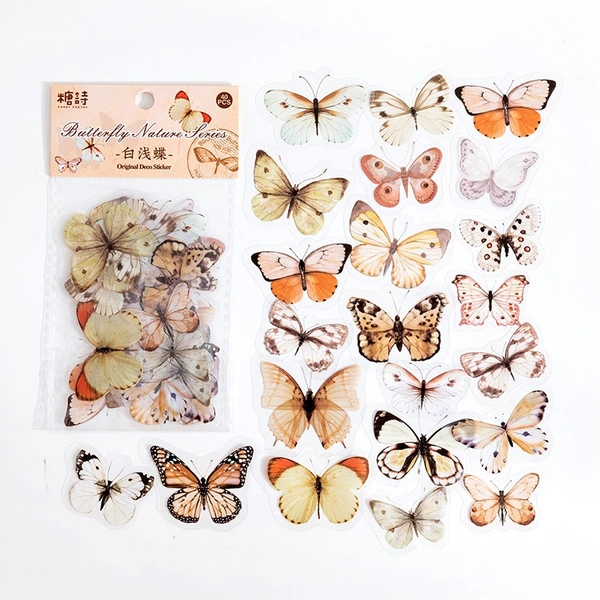 Butterfly Stickers - White - Pack of 40