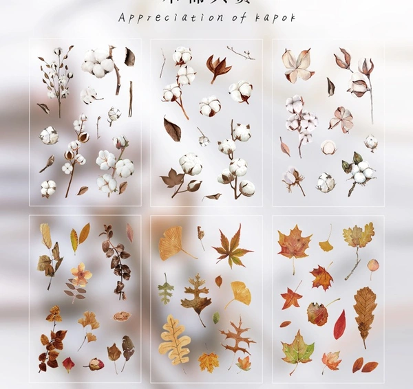 Dried Flowers Stickers - Cotton - Pack of 6 Sheets