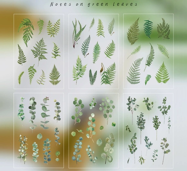 Dried Flowers Stickers - Leaves - Pack Of 6 Sheets
