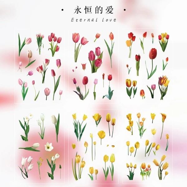Dried Flowers Stickers - Tulips - Pack Of 6 Sheets