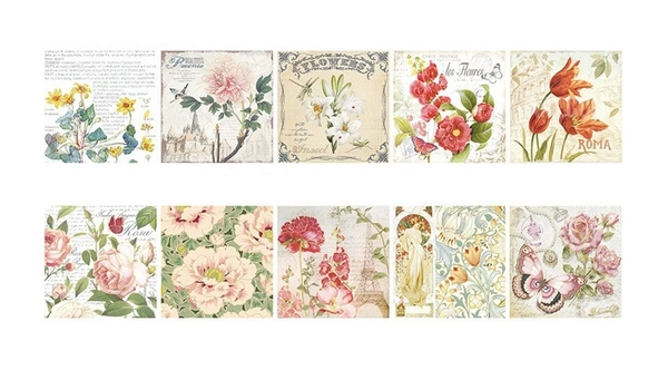 Vintage Stickers - Map of Flowers - 15 Sheets