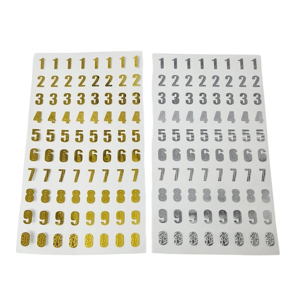 Gold and Silver Foil Sticker - Numbers - 2 sheets
