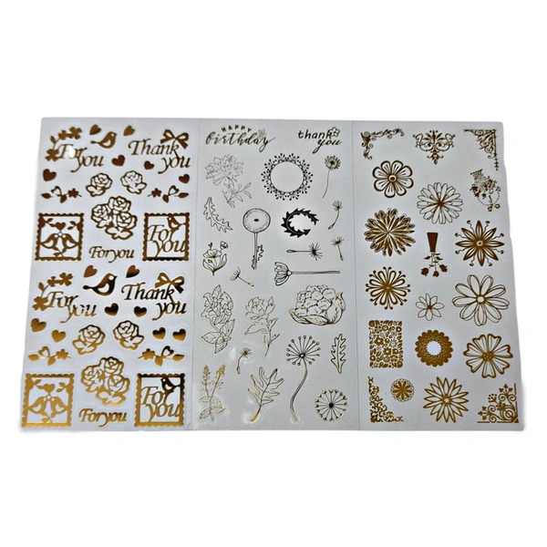 Gold Foil Stickers - Design 03 - 3 sheets