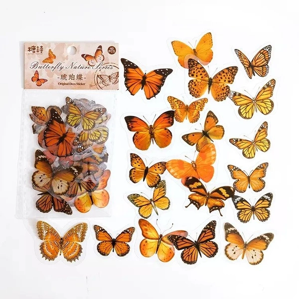 Butterfly Stickers - Brown - Pack of 40