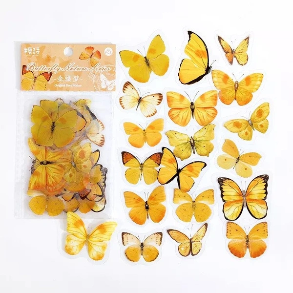 Butterfly Sticekrs - Yellow - Pack of 40