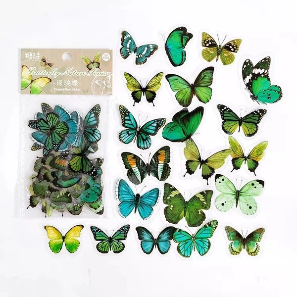 Butterfly Sticekrs - Green - Pack of 40