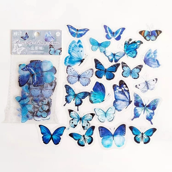 Butterfly Stickers - Blue - Pack of 40
