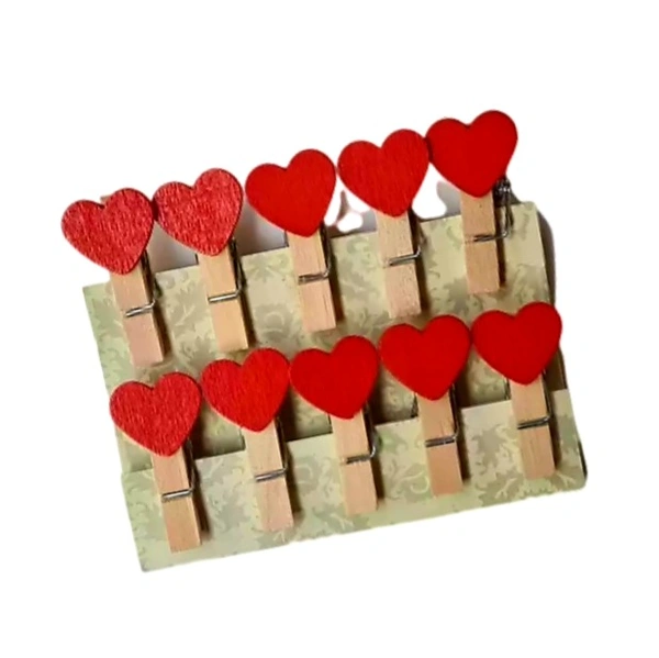 Heart Wooden Clip - Pack of 10