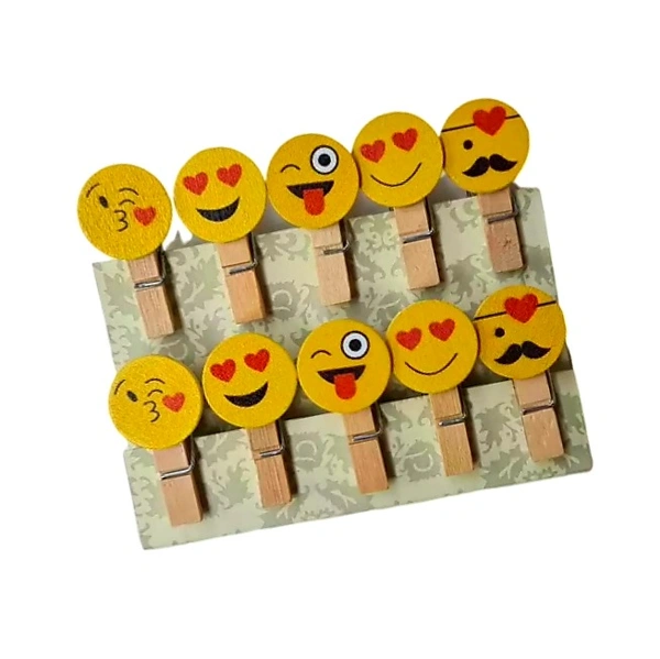 Emoji Wooden Clip - Pack of 10