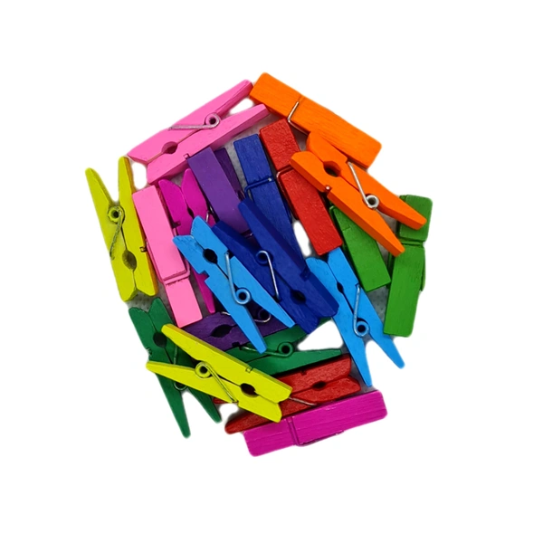 Multicolor Wooden Clip - Pack of 20