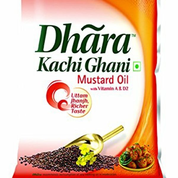 Dhara Kachi Ghani Mustard Oil - 1L - Pouch