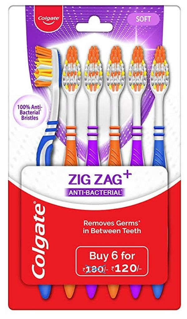 Colgate ZIG ZAG Anti-Bacterial Toothbrush - 6 Pc