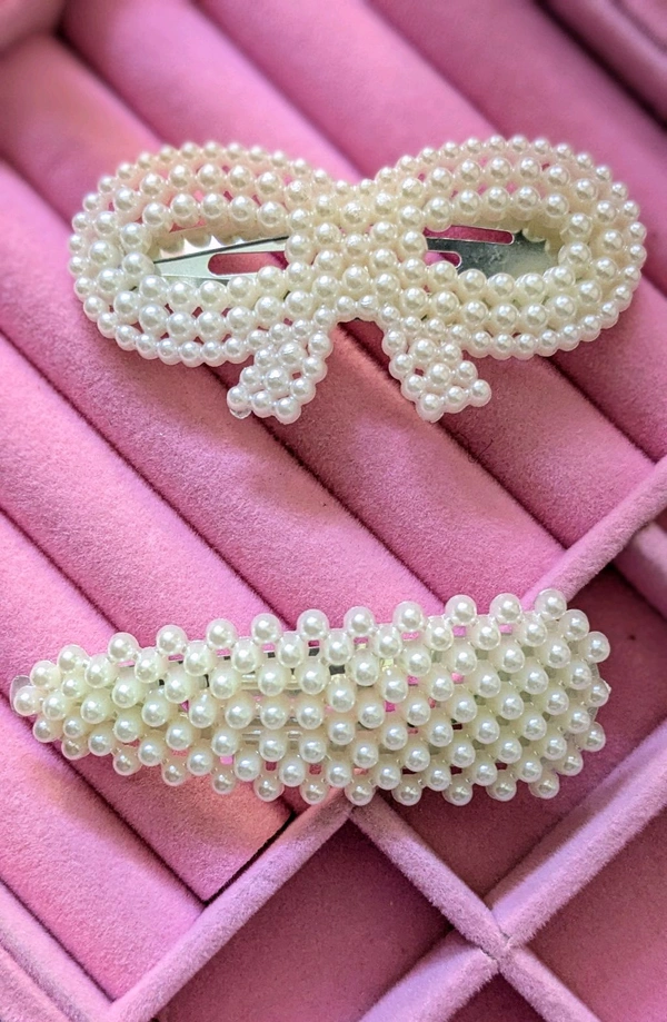Bow Pearl Hairclip Pair Of 2
