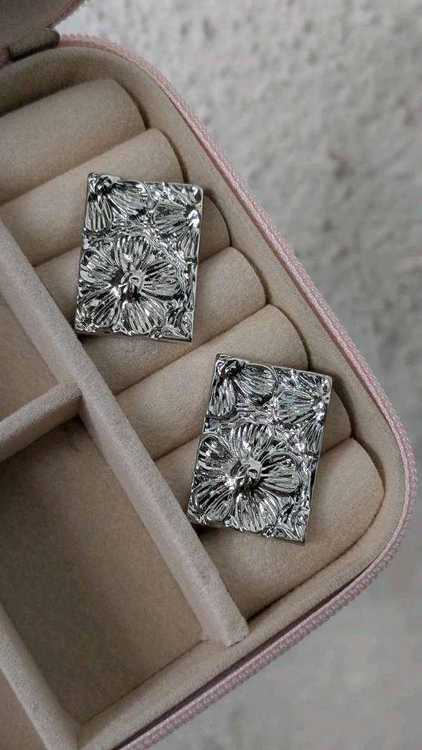 Statement Silver Floral Earrings