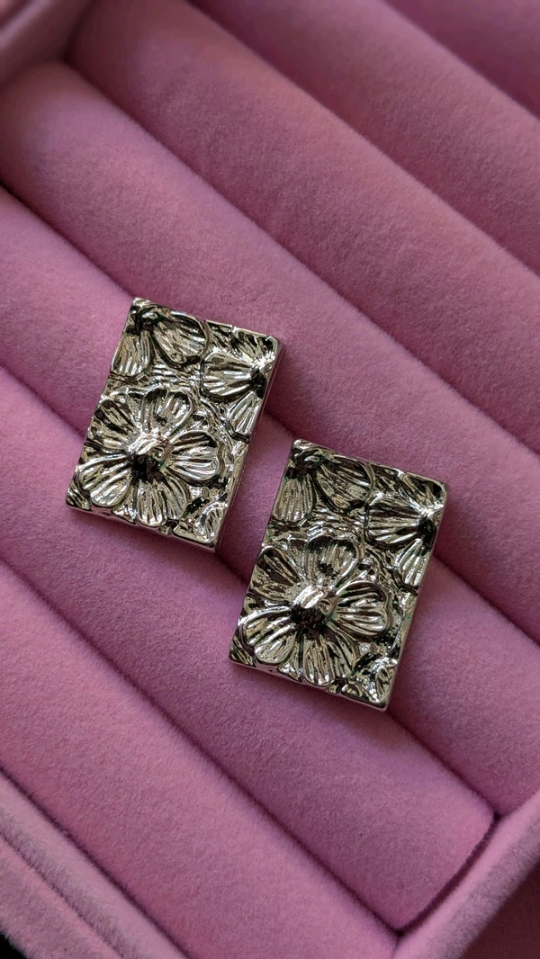 Statement Silver Floral Earrings