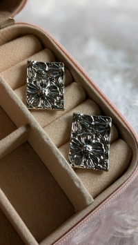 Statement Silver Floral Earrings