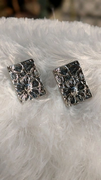 Statement Silver Floral Earrings