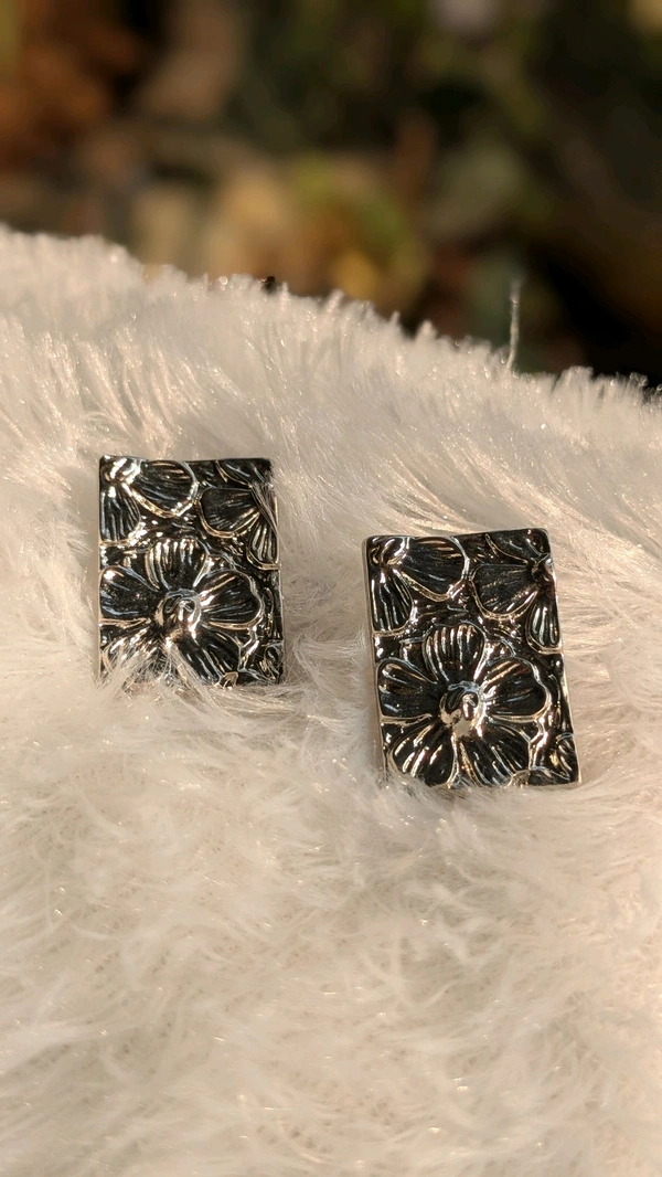 Statement Silver Floral Earrings