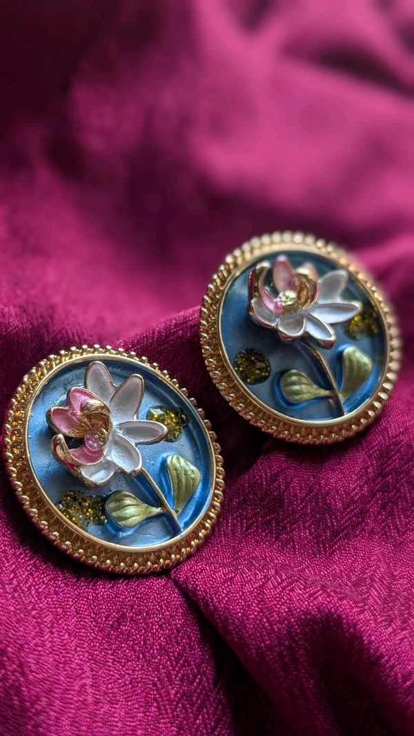 Floral 3D Enamel Earrings