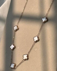 White Silver Clover Necklace