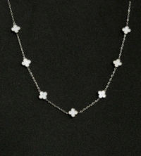 White Silver Clover Necklace