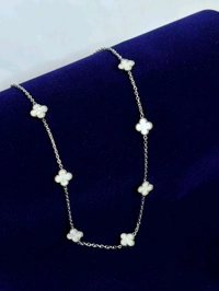 White Silver Clover Necklace
