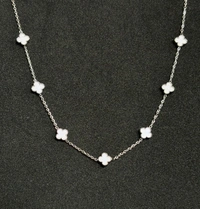 White Silver Clover Necklace