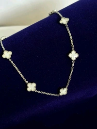 White Silver Clover Necklace
