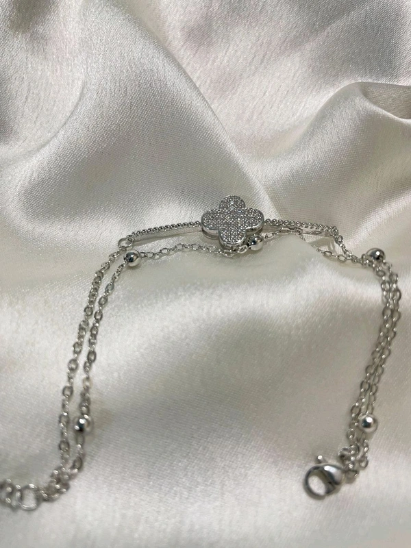 Clover Silver Studded Bracelet