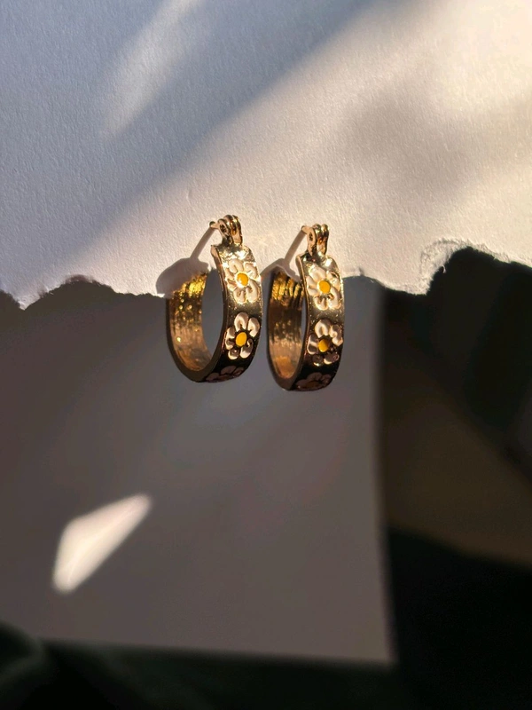 Floral Golden Hoops