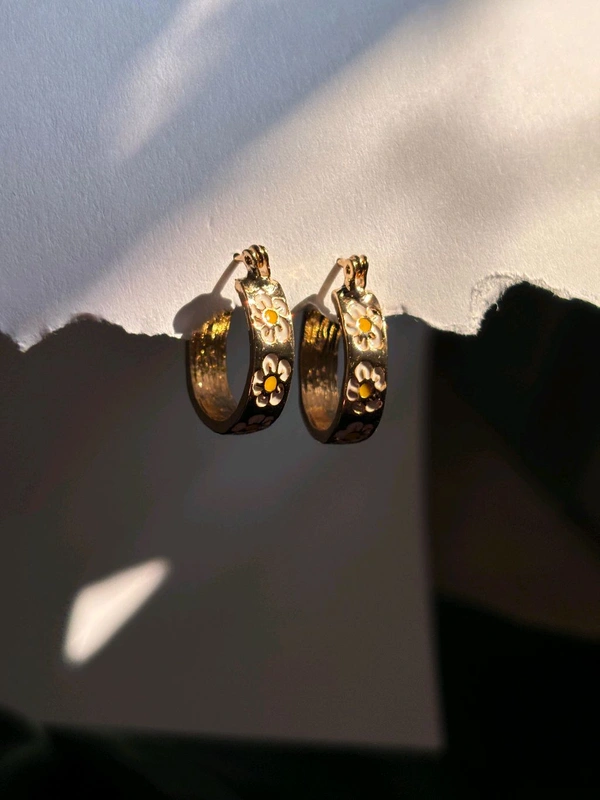 Floral Golden Hoops