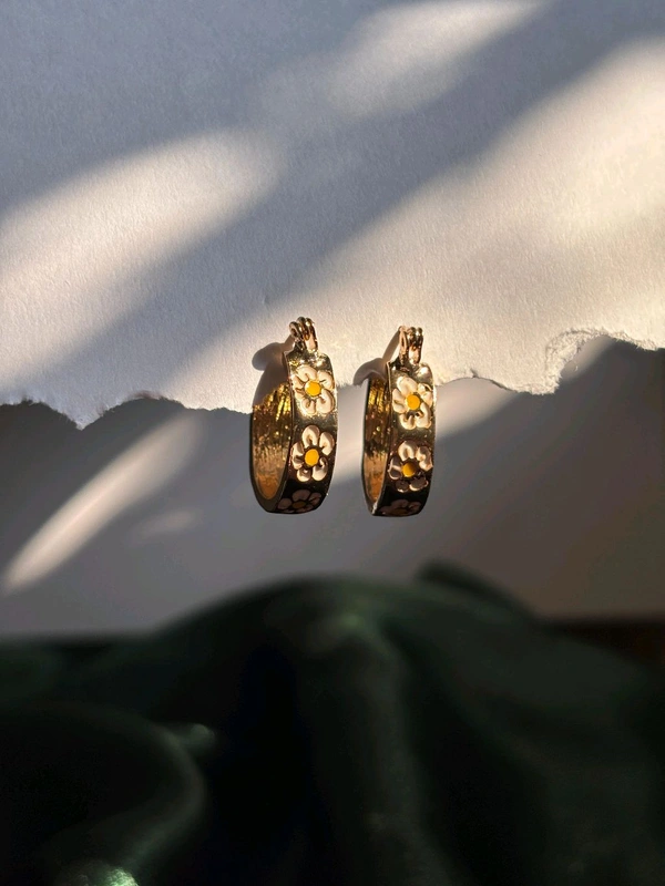 Floral Golden Hoops