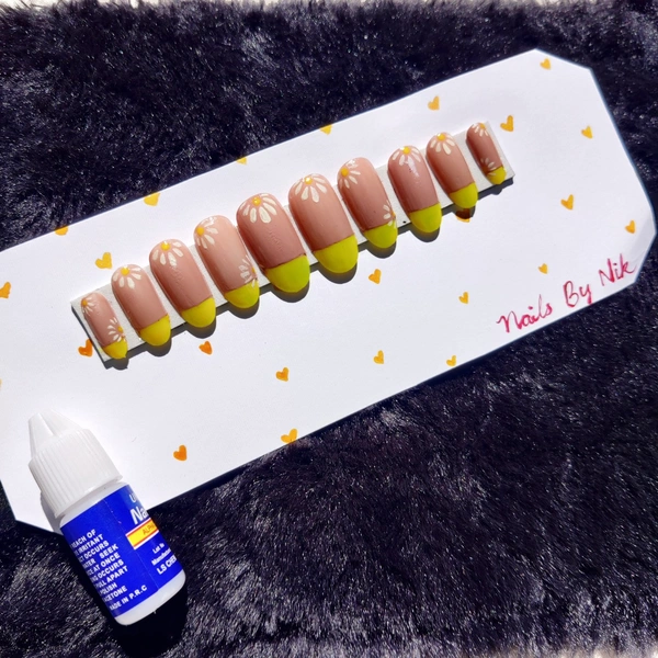 Yellow-pink Press On Nails