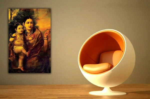  Maa Yashoda with Krishna recopy of Raja Ravi Varma on canvas oil panting - 2.5x3 Feet