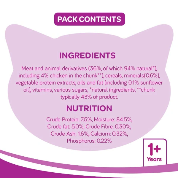 WHISKAS GRAVY WITH CHICKEN IN GRAVY 85G 1+YEAR