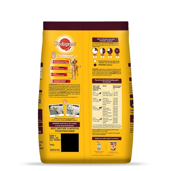 Pedigree Meat & Rice, For Adult Dogs - 1.2 Kg