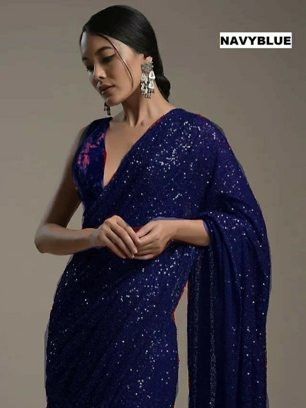 Mono Net Saree With Sequence Work