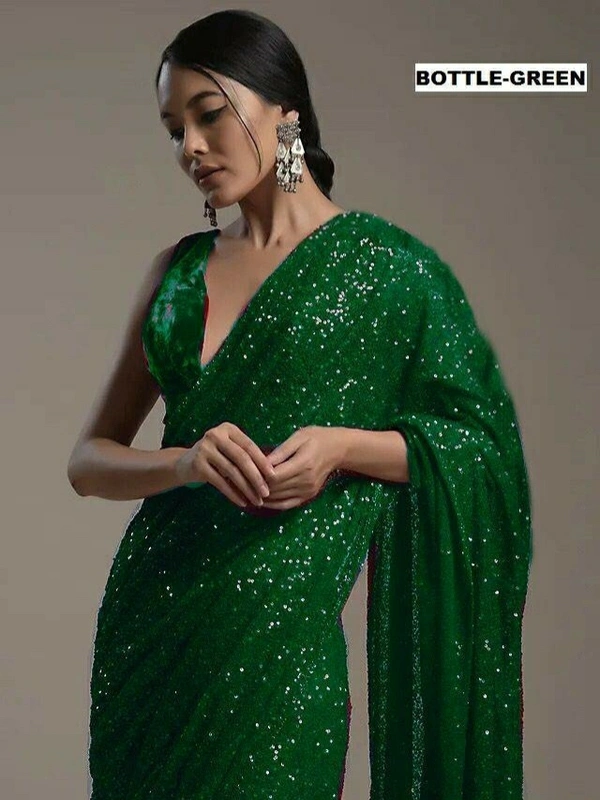 Mono Net Sequence Work Saree