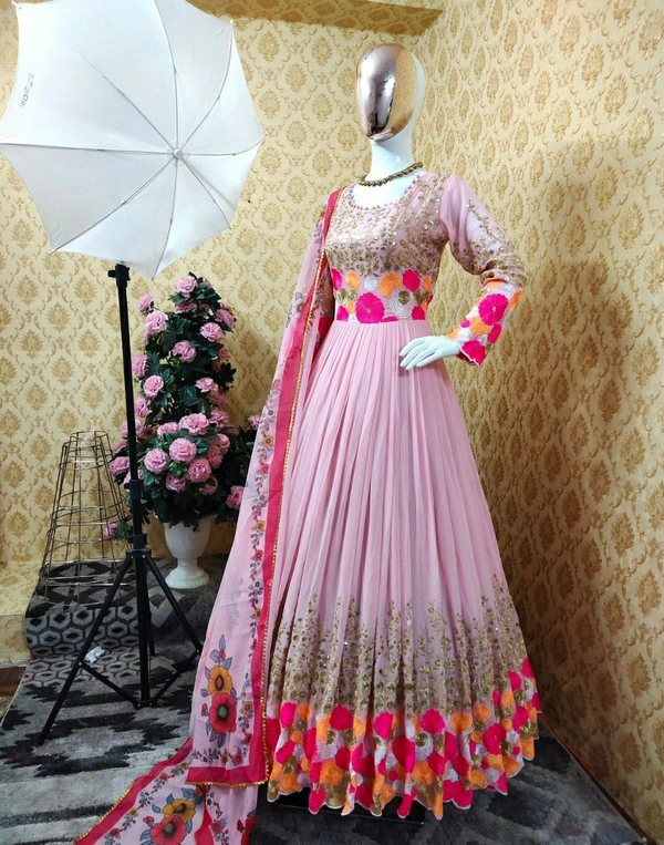 Georgette Embroidery Work Gown