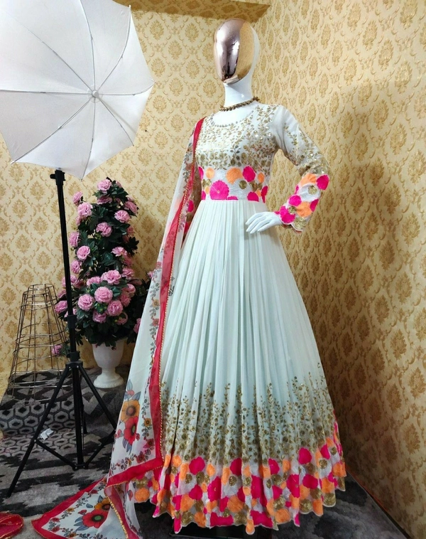 Georgette Embroidery Work Gown