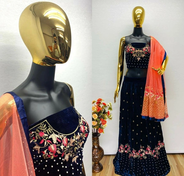 Velvet Lehenga Choli