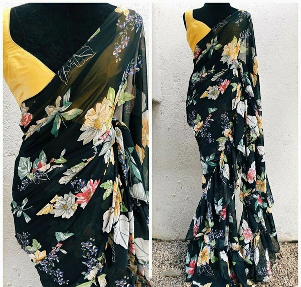Frill Work Georgette Saree