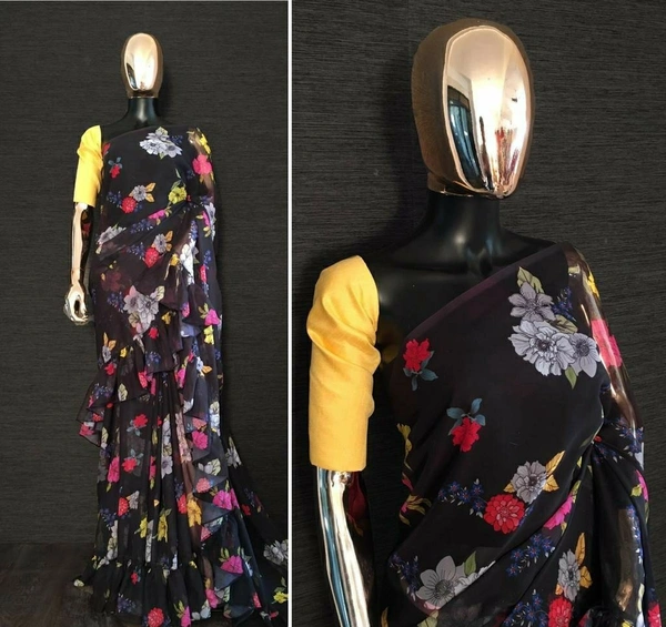 Frill Work Georgette Saree