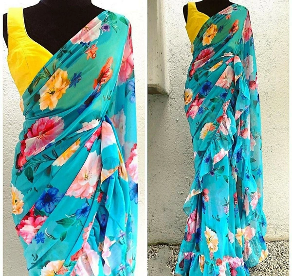 Frill Work Georgette Saree