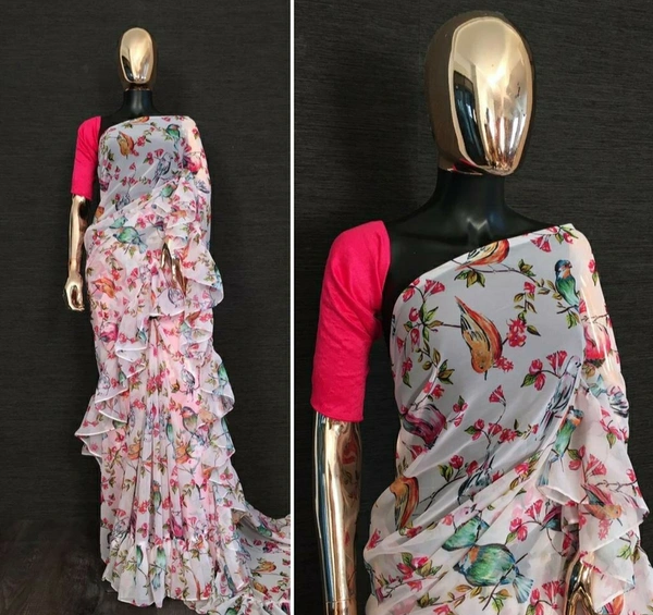 Frill Work Georgette Saree
