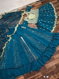 Embroidery Work Top-Plazzo Set With Dupatta