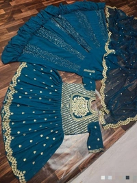 Embroidery Work Top-Plazzo Set With Dupatta