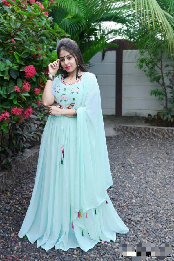 Heavy Blooming Embroidery Work Gown